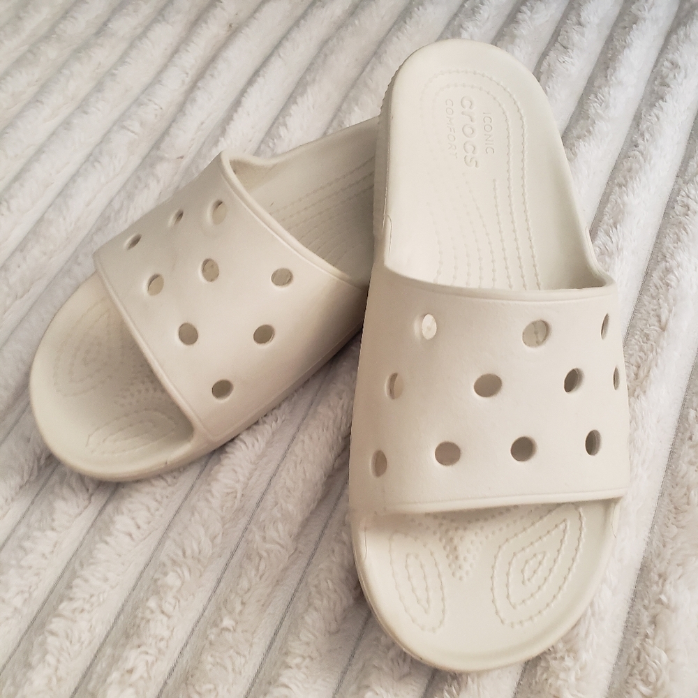 Crocs Unisex Iconic Comfort Creme Slide Sandals W10 M8 - Picture 3 of 7